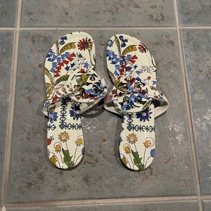 Tory Burch Miller Leather Sandals Floral Women’s Size 6.5
